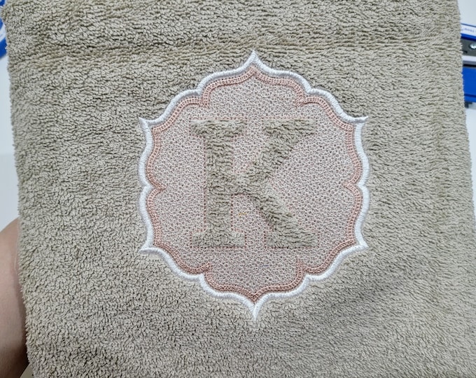 Embossed terry towel Monogram Classic Monogramming machine embroidery designs Font initial A-Z assorted sizes wedding gift idea home family