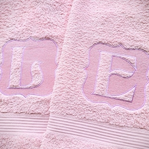 Embossed Monogram Towel machine embroidery designs A-Z assorted sizes Classic Monogram terry towel personalized gift idea wedding family