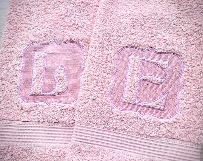 Embossed Monogram Towel machine embroidery designs A-Z assorted sizes Classic Monogram terry towel personalized gift idea wedding family