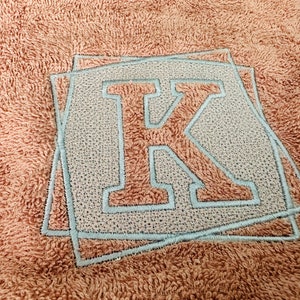 Embossed Monogram terry towel machine embroidery designs A-Z in assorted sizes personalized gift idea housewarming birthday kids home family