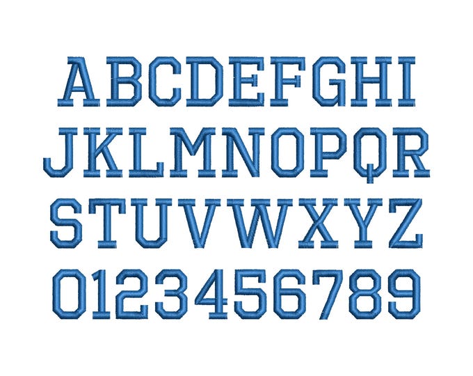 Sport Collegiate Athletic MINI Font machine embroidery designs satin stitch alphabet monogram block font mini sizes 0.5 up to 1.6 inch