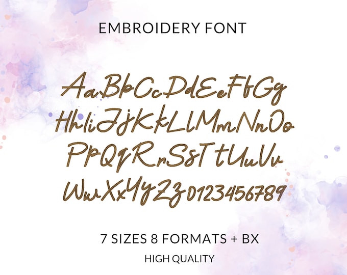 Vintage retro handwritten cursive script Font alphabet letters machine embroidery designs in sizes 1.3 thru 6.2 inches curve curved name