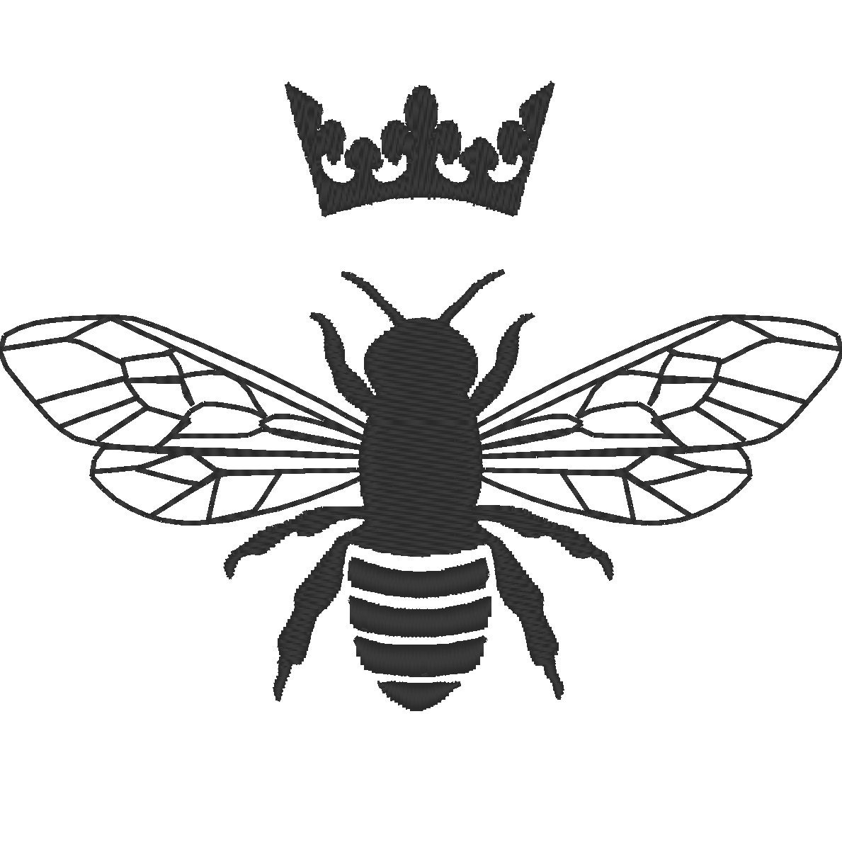 Queen Bee embroidery fill stitch embroidery design Queen ...