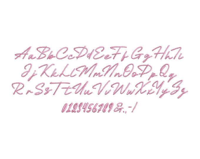 Satin stitch handwritten Cursive Font alphabet letters and numbers monogram machine embroidery designs mini sizes 0.5 up to 3.7inch BX incl