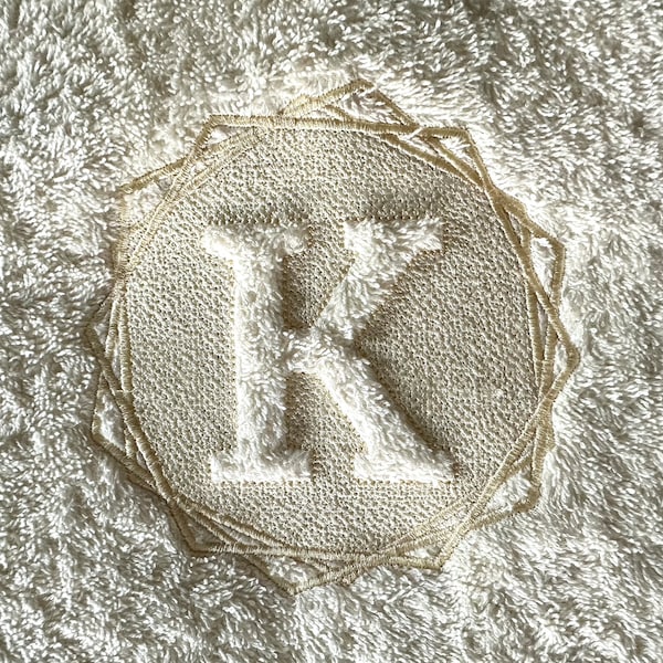Small Embossed Monogram A-Z terry towel machine embroidery designs in assorted sizes personalized gift idea housewarming wedding home family