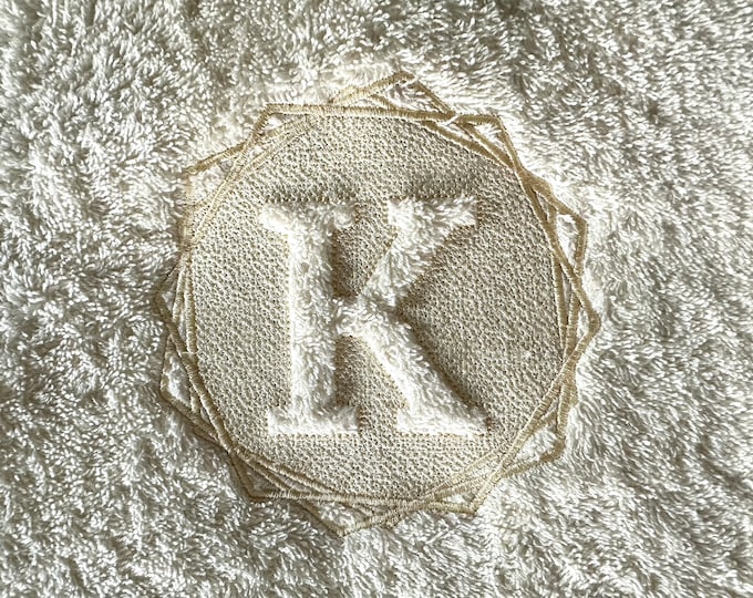 Small Embossed Monogram A-Z terry towel machine embroidery designs in assorted sizes personalized gift idea housewarming wedding home family