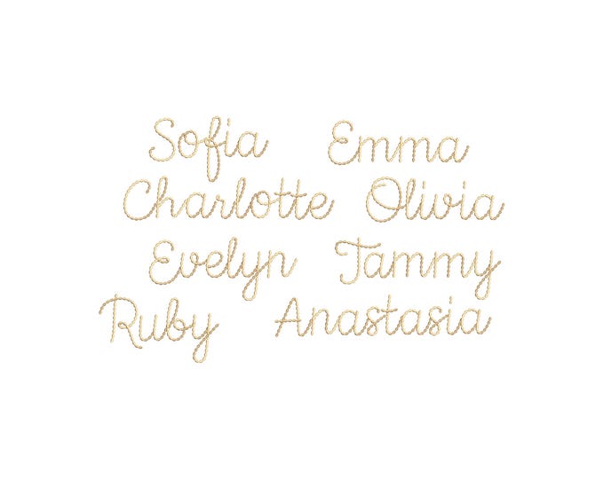 Needlework script FONT handwritten Font hand stitch effect alphabet machine embroidery designs monogram letters many sizes 1 up to 3.8 inch