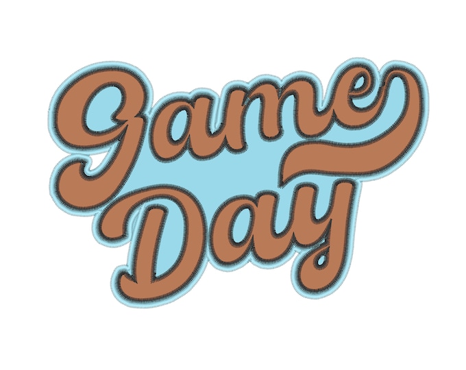 Game Day Sweatshirt machine embroidery design Game Day saying light zig-zag edge Applique T-shirt sport shirt outfit design multiple sizes