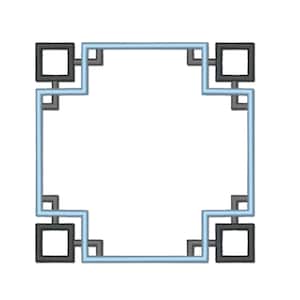 Chinoiserie Square shape monogram Frame machine embroidery designs in assorted sizes 3, 4, 5, 6, 7 inches square frame for coaster doily