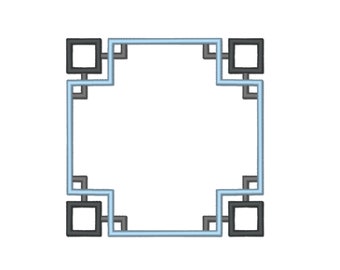 Chinoiserie Quadrat Form Monogramm Rahmen Maschinenstickdesigne in verschiedenen Größen quadratischer Rahmen für Untersetzer Deckchen