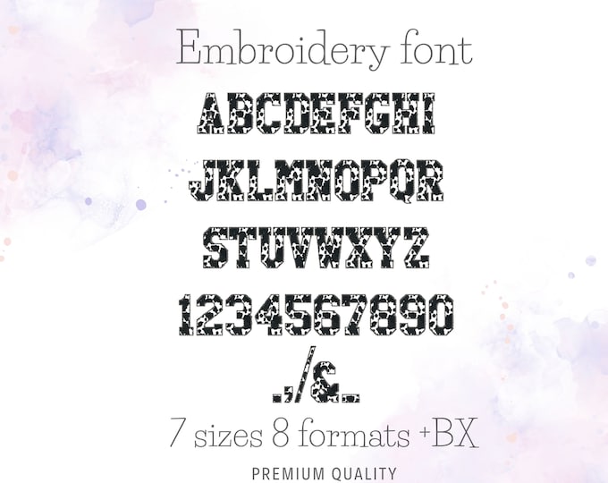Cow spots cowboy block athletic outline Font alphabet machine embroidery designs sizes 1.3 thru 4.9 inches awesome farm cow spot monogram BX