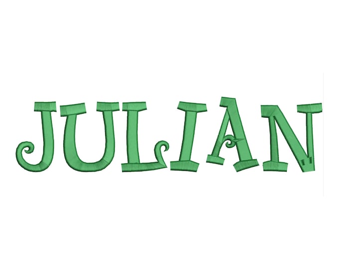 Elf Christmas stocking curl curly fancy Font alphabet machine embroidery designs sizes 0.6 thru 3.2 inches, kids name monogram letters, BX