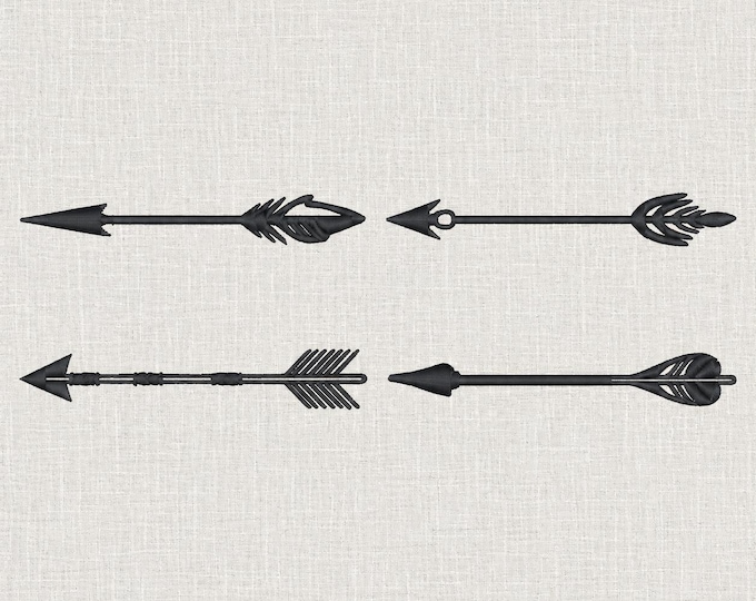 Simply rustic Arrow SET of 4 machine embroidery designs many sizes and formats simple folk Indian feather arrow kids boys monogram border