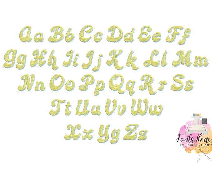Fabulous retro vintage Shadow Font alphabet machine embroidery designs in sizes 1.5 thru 3.5 inches fill stitch shaded font monogram, BX