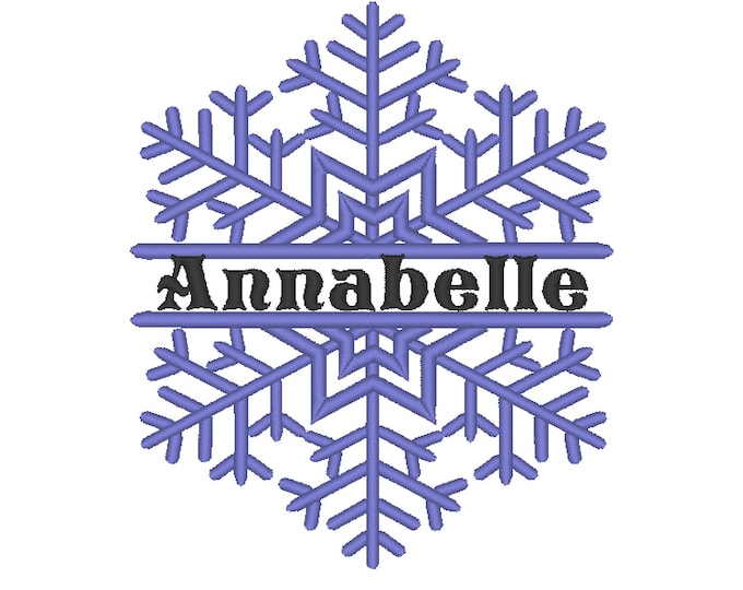Simple Split snowflake embroidery designs, assorted sizes snowflakes, split snowflake name embroidery designs