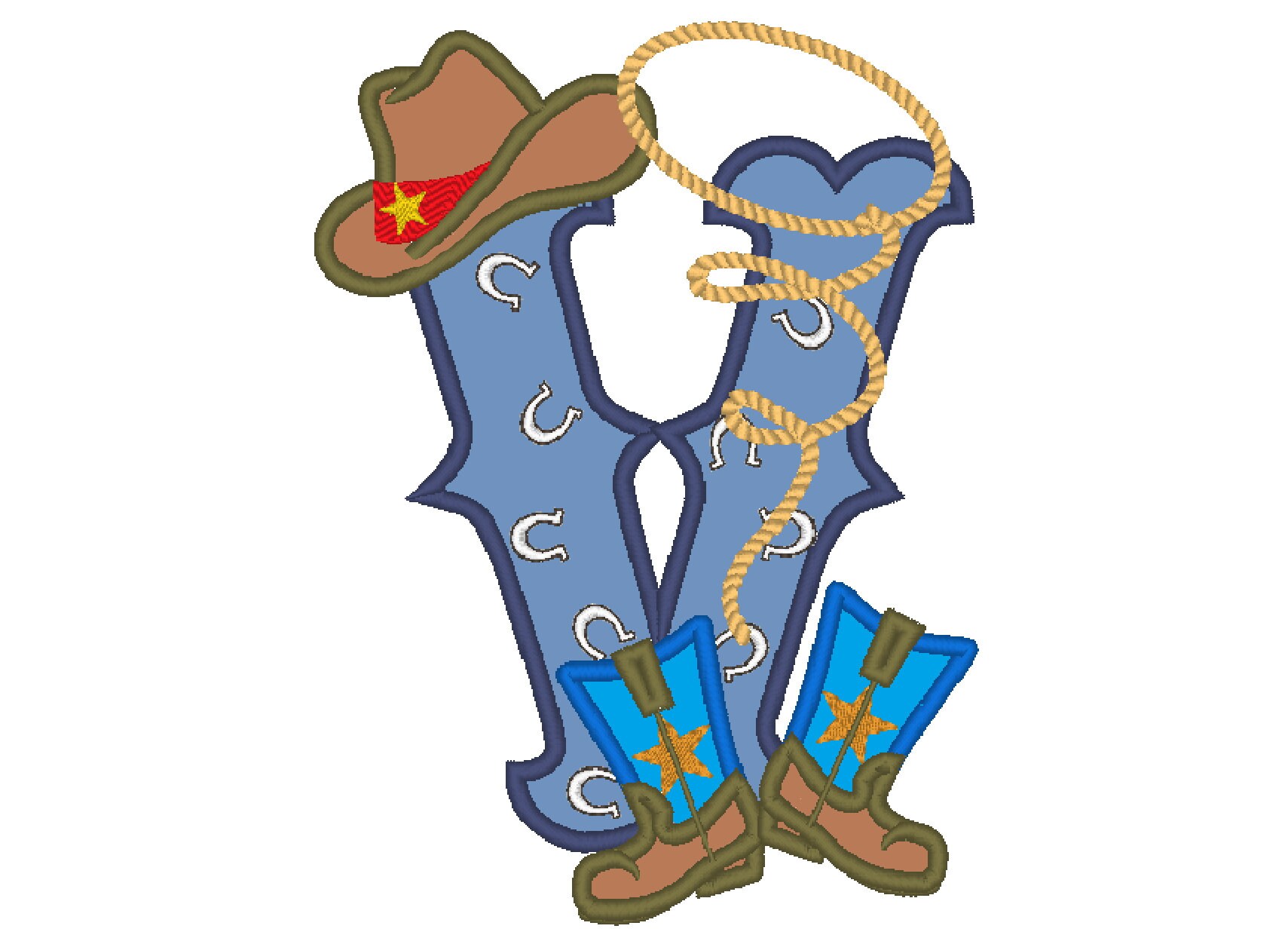 Farm farmer Cowboy rodeo lasso boots and hat applique letter Etsy