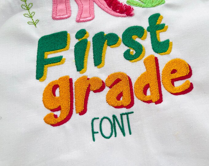 Good Vibes retro groovy Hippie Shadow Font alphabet machine embroidery designs in sizes 1.5 thru 3 inches, fill stitch font monogram, BX