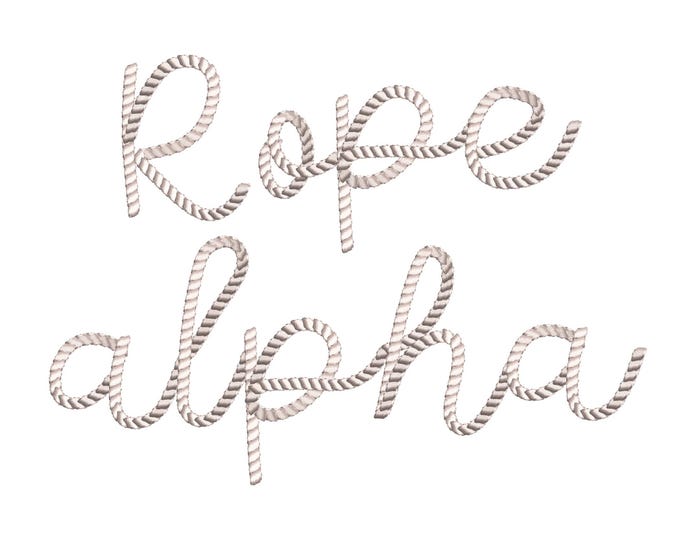 Modern rope nautical marine script handwritten cursive Font alphabet machine embroidery design 1.5, 2, 2.5, 2.8, 3.5 inches monogram name BX