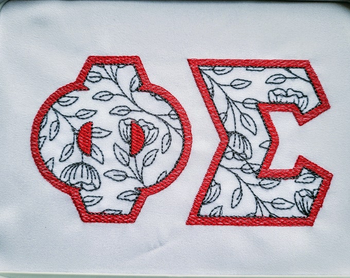Floral GREEK FONT light stitch 2 colors Greek alphabet letters ABC theta alpha omega kappa applique monogram machine embroidery designs