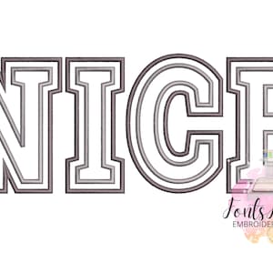 Nice Sport Font two outlines, double outline alphabet machine embroidery designs in satin stitch 2 lines letters sizes 1.5 thru 5.5 inch BX
