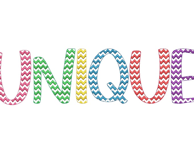 Zigzag ric rac Chevron Handwritten style Font alphabet letters machine embroidery designs mini sizes from 1.3 thru 3.7 inches kids name BX