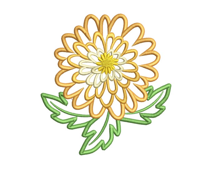 Marigold Flower Applique floral summer machine embroidery designs multiple sizes 4 up to 8 inches