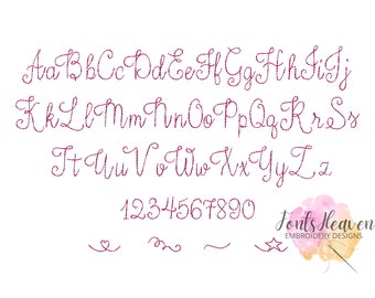 Bean stitch script handwritten cursive Font with Tails & Connections machine embroidery designs mini sizes 2/3 up to 3 inches name saying BX