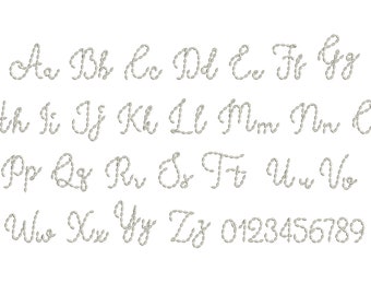 Perlstichschrift handgeschrieben, kursiv Schriftart Alphabet Maschinenstickerei Designs 1,9, 2, 2,5, 3, 4,6 Zoll, Monogramm BX