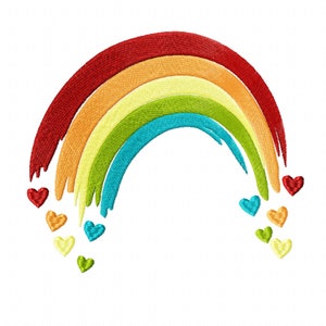 Rainbow brush stroke drawing falling hearts love Rainbow fill stitch machine embroidery designs in many sizes 4, 5, 6, 7, 8, 9, 10, 11 inches kids girl by FontsHeaven embroidery formats PES HUS JEF EXP DST VIP VP3 XXX