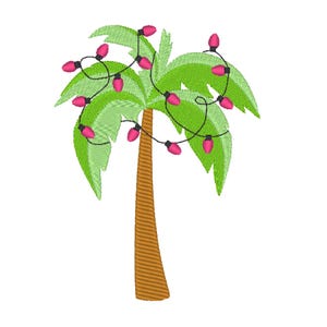 Christmas palm tree, Merry Christmas tree on the beach with Xmas lights, Christmas in July fun kids machine embroidery designs hoop 4x4, 5x7