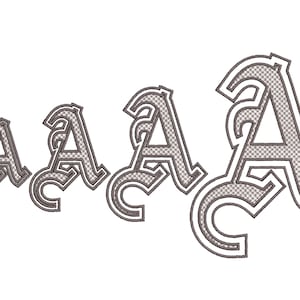 Old English two outline Font double outline alphabet machine embroidery designs in satin stitch 2 lines letters in sizes 2.6 thru 6 inch BX
