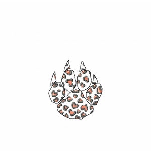 Motifs de broderie machine à imprimé léopard dans des tailles assorties, silhouette de patte d&#39;animal de la forêt sauvage ours grizzly chat léopard point de remplissage