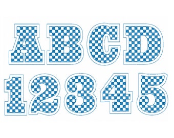 Big Double outline checkered monogram font alphabet letters machine embroidery designs 2.7 " thru 6" Perfect big letter embroidery design