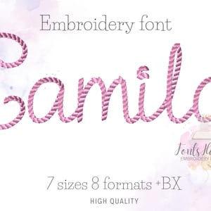 Camila modern rope stitch nautical script handwritten cursive Font alphabet machine embroidery designs 1.3 tthru 3.2 inches kids name, BX