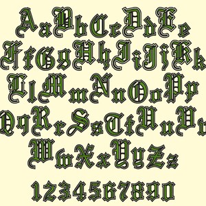 Old English two outline Font, double outline alphabet machine embroidery designs in satin stitch 2 lines letters in sizes 2.6 thru 6 BX image 2