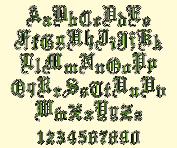 オールドイングリッシュ 2 アウトライン フォント ダブル アウトライン