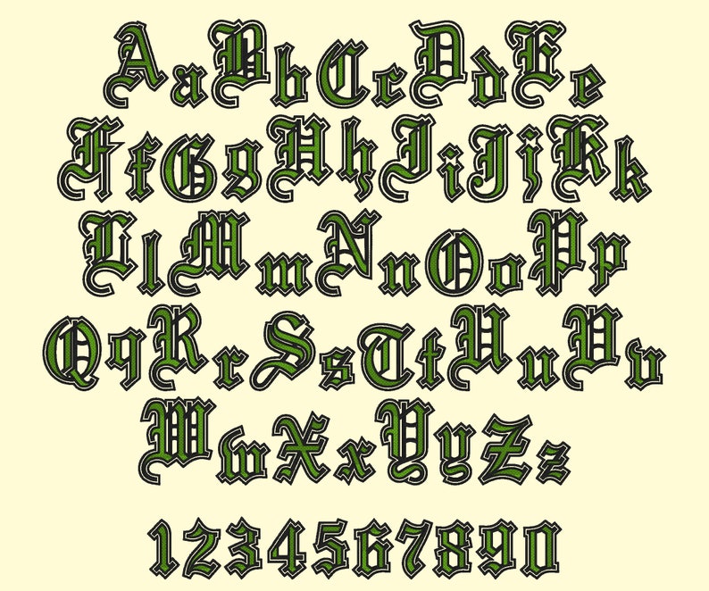 Old English two outline Font, double outline alphabet machine embroidery designs in satin stitch 2 lines letters in sizes 2.6 thru 6 BX image 2