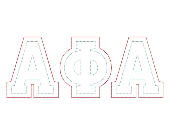 Simple GREEK outline FONT raggedy edge applique Greek alphabet Alpha Beta gamma theta applique machine embroidery designs many sizes and BX