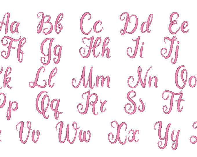 Becky Monogram satin stitch Font machine embroidery design alphabet mini sizes 0.5" up to 2" font embroidery assorted formats BX included