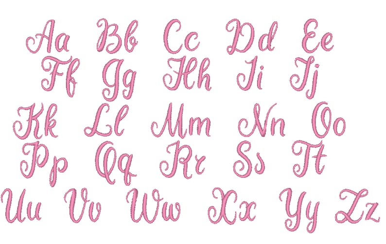 NEW Becky Monogram satin machine embroidery Font designs alphabet sizes 0.5 1 1.5 1.7 2 alphabet .BX .pes .hus .dst .vp3 .vip .xxx