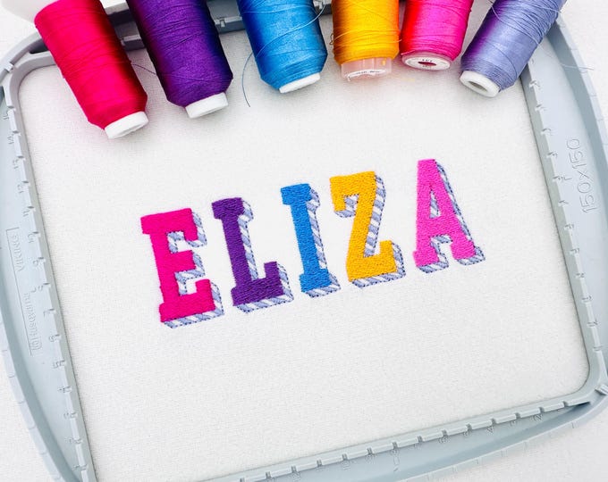 Block Striped Shadow FONT fill stitch letters Alphabet Monogram beach towel kids name Machine Embroidery Designs many sizes 1 up to 3 inch