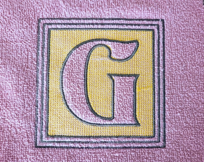 Embossed Monogram terry towel machine embroidery designs initial letters A-Z assorted sizes personalized gift idea wedding birthday home