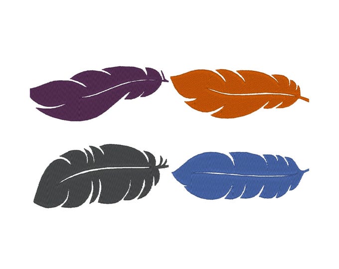 Feather embroidery SET of 4 feather fill stitch machine embroidery designs many mini sizes from 1.3 up to 4 inches for hoop 4x4