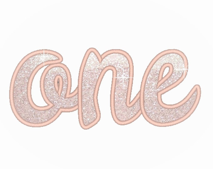 Written One Birthday number one 1 applique machine embroidery designs in assorted sizes, word number one kids baby my First birthday party
