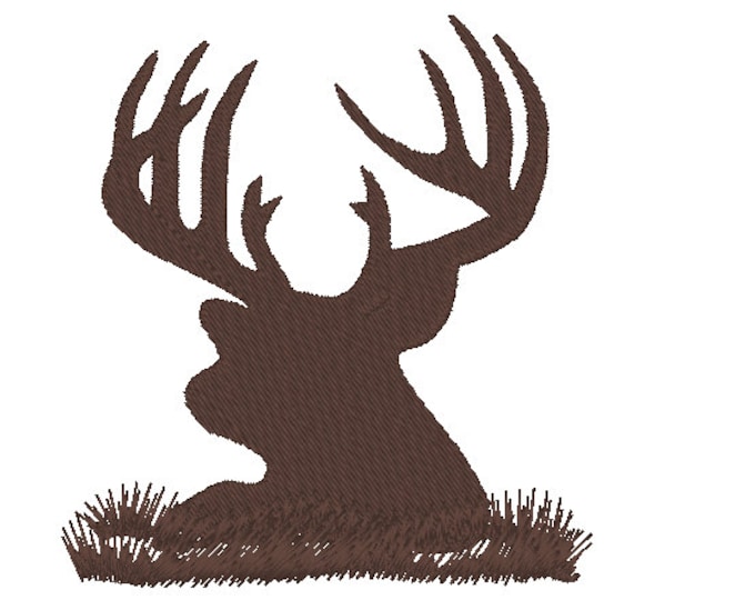 Hunting design, Buck deer head silhouette wild animal, machine embroidery designs many mini sizes fill stitch embroidery design