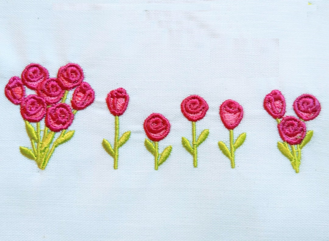 Tiny Roses Design Small MINI Micro Rose Flowers Machine Embroidery Designs Add on to Any ...