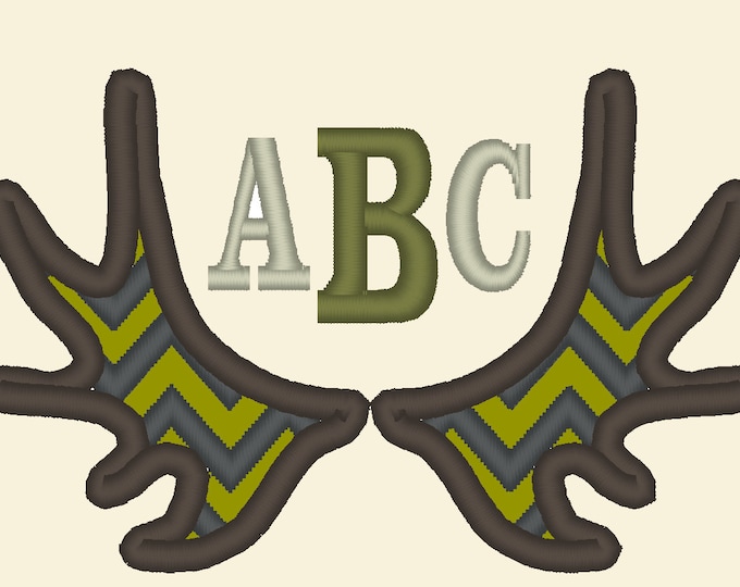 Moose antlers Chevron monogram BX also ALL other (.pes .hus .dst .vp3 .vip .xxx .exp . jef)  - embroidery monogram embroidery design