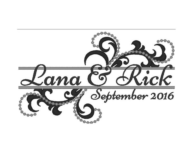 Vintage Calligraphic Split Border wedding towel pillow Decoration Element Birthday Gift machine embroidery designs curl swirl monogram frame