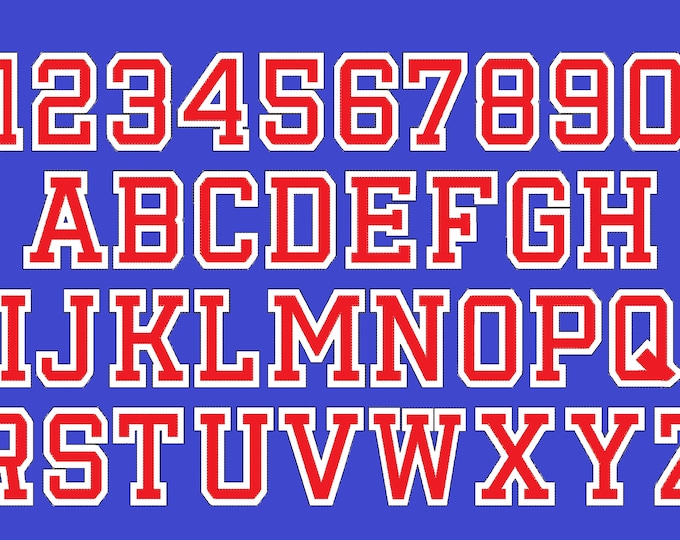 Two 2 outlines bean outline stitch Mini Sport Collegiate varsity Block applique Font machine embroidery designs open edge applique design BX