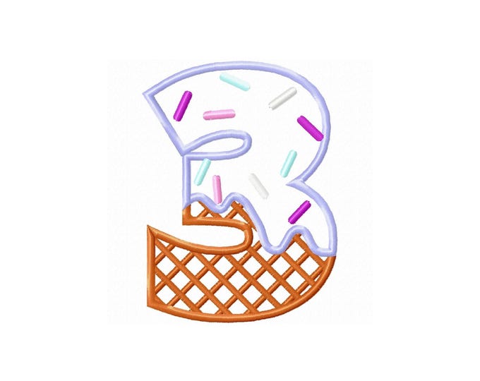 Ice cream numbers 0-9 Applique ice-cream waffle cone kids Birthday Number machine embroidery designs assorted sizes kids baby birthday party